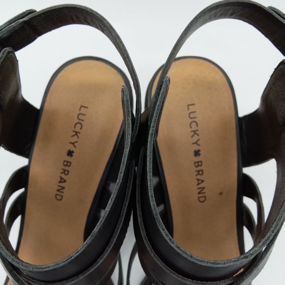 Lucky Brand Black Kailasa Leather Strappy Sandals - Picture 10 of 14